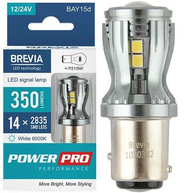 Купити LED автолампа Brevia PowerPro 12/24V W21/5W 14x2835SMD 350Lm 6000K CANbus Оригінал 2 шт (10303X2) 40191 Світлодіоди - Brevia