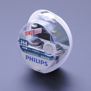Купити Автолампа галогенна Philips X-treme Vision +130% H4 12V 55W 2 шт (12342XV+S2) 38399 Галогенові лампи Philips
