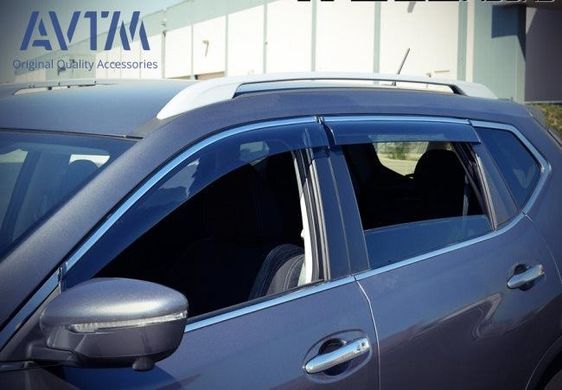 Купити Дефлектори вікон вітровики для Nissan Qashqai 2014- з хром молдингом 7999 Дефлектори вікон Nissan