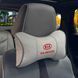 Buy Headrest pillow with Kia logo Eco-leather 3D Colored logo Gray-Gray edging 1 pc 91691 Pillows for the headrest - under the neck