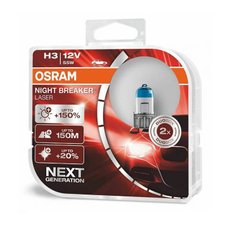 Купить Автолампа галогенная Osram Night Breaker +200% 12V H3 55W 2 шт (64151 NB200-BOX) 63427 Галогеновые лампы Osram
