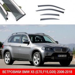Купить Дефлекторы окон ветровики BMW X5 (E70 F15 G05) 2006-2018 Молдинг Из Нержавеющей Стали 3D 33473 Дефлекторы окон Bmw