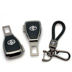 Купити Набір в авто для Toyota №2 / Заглушка перехідник ременя безпеки та брелока з логотипом Темний Хром 66454 Подарункові набори для автомобіліста