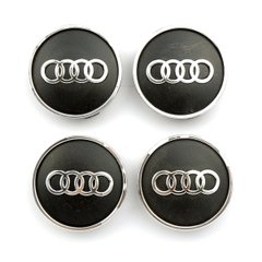 Купить Колпачки на литые диски Audi 60 x 55 мм / объемный логотип / Черные 4 шт 23013 Колпачки на титаны с логотипами