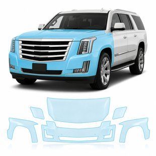 Купити Антигравійна захисна бронеплівка за лекалами для Cadillac Escalade IV 2015-2020 - передня частина авто (капот бампер крила)) 103364 Модельні лекала захисних плівок для Cadillac
