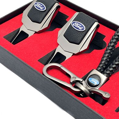 Купити Подарунковий набір №1 для Ford із заглушок та брелока з логотипом Темний хром 39533 Подарункові набори для автомобіліста