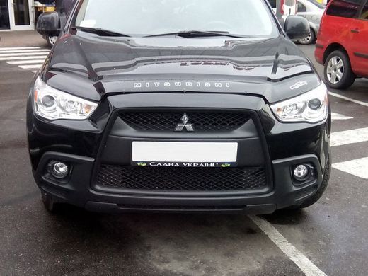 Купити Дефлектор капота мухобойка Mitsubishi ASX 2010- Євро Кріплення (Voron Glass) MM30810 101112 Дефлектори капота Mitsubishi