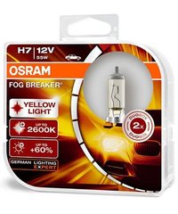 Купить Автолампа галогенная Osram Fog Breaker +60% 12V H7 60/55W 2600K 2 шт (62210FBR-BOX) 38376 Галогеновые лампы Osram