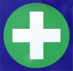 Купити Наклейка Попереджувальна Лікар (Білий хрест Зелено-Синій фон) 135 x 135 мм 1 шт 67338 Наклейки на автомобіль