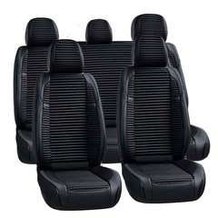 Купити Чохли Накидки для сидінь Voin 3D Комплект Смужка Чорні (VD-220 Bk Full) 66894 Накидки для сидінь Premium (Алькантара)