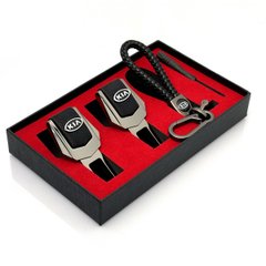 Купить Подарочный набор №1 для Kia из заглушек и брелка с логотипом Темный хром 39534 Подарочные наборы для автомобилиста