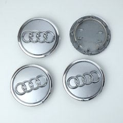 Купить Колпачки на литые диски Audi 69 х 57 мм / объемный логотип / Серые 4 шт 23014 Колпачки на титаны с логотипами