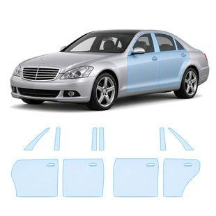 Купить Антигравийная защитная бронепленка по лекалам для Mercedes-Benz S-Class W221 2005-2009 - зоны дверей и стойки окон 107173 Модельные лекала защитных пленок для Mercedes-Benz