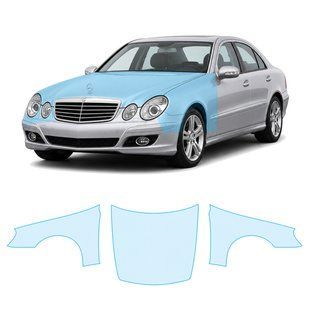 Купити Антигравійна захисна бронеплівка за лекалами для Mercedes-Benz E-Class W211 facelift 2006-2009 - капот і передні крила 106771 Модельні лекала захисних плівок для Mercedes-Benz