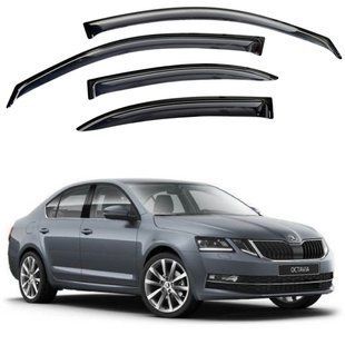 Купить Дефлекторы окон ветровики для Skoda Octavia A7 2014-2020 на скотче (Acrylic) AMS21413 95021 Дефлекторы окон Skoda
