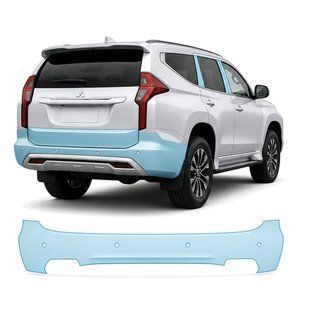 Купить Антигравийная защитная бронепленка по лекалам для Mitsubishi Pajero Sport III facelift 2019- задний бампер 107571 Модельные лекала защитных пленок для Mitsubishi
