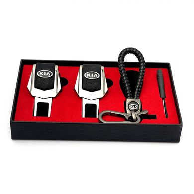 Купити Подарунковий набір №1 для Kia із заглушок та брелока з логотипом Темний хром 39534 Подарункові набори для автомобіліста