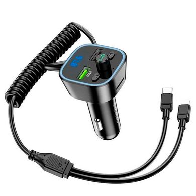 Купити Автомобільний FM модулятор (трансмітер) Borofone Eminency USB QC3.0 Type-C- Lighting USB Дисплей (BC45) 66269 FM Трансмітери (Модулятори)