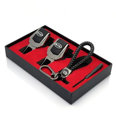 Купити Подарунковий набір №1 для Kia із заглушок та брелока з логотипом Темний хром 39534 Подарункові набори для автомобіліста