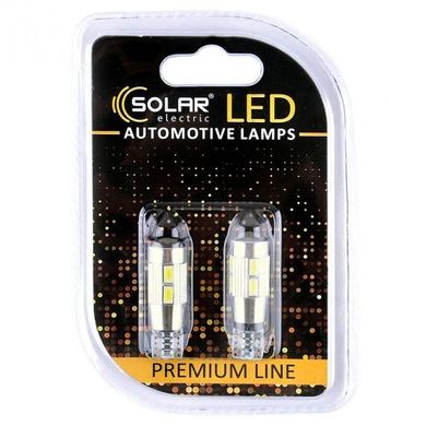 Купити Світлодіодні LED автолампи SOLAR Premium Line 12V T10 W2.1x9.5d 10SMD 5730 + lens CANBUS white (SL1348) 40169
