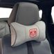 Buy Headrest pillow with Dodge logo Eco-leather 3D Colored logo Gray-Gray edging 1 pc 91819 Pillows for the headrest - under the neck