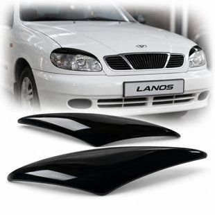 Купити Вії фар для Daewoo Lanos Хвиля Чорні 2 шт Voron glass 32365 Вії - Захист фар