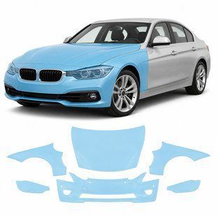 Купить Антигравийная защитная бронепленка по лекалам для BMW 3 Series F30 facelift 2015-2019 - передняя часть авто (капот бампер фары крылья) 102054 Модельные лекала защитных пленок для Bmw