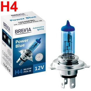 Купить Автолампа галогенная Brevia Power Blue H4 12V 60/55W 4200K 1 шт (12040PBC) 38215 Галогеновые лампы Brevia