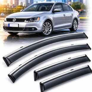 Купити Дефлектори вікон вітровики Benke для Volkswagen Jetta VI 2010-2018 Хром Молдинг З Нержавіючої сталі 3D (BVWST1223-W/S) 62310 Дефлектори вікон Volkswagen