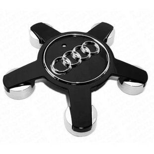 Купить Колпачки на литые диски Audi Q7 150 х 67 мм Пятиконечный объемный логотип Черные (4L0601165) 1 шт 91356 Колпачки на титаны