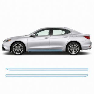 Купить Антигравийная защитная бронепленка по лекалам для Acura TLX I facelift 2018-2020 - нижняя зона кузова пороги 103000 Модельные лекала защитных пленок для Acura