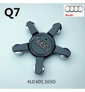 Buy Caps for alloy wheels Audi Q7 150 x 67 mm Five-pointed volumetric logo Black (4L0601165) 1 pc 91356 Titanium caps