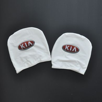 Купить Чехлы для подголовников Универсальные Kia Белые Цветной логотип 2 шт 26268 Чехлы на подголовники