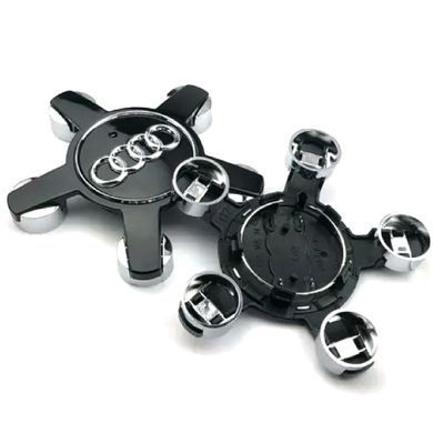 Buy Caps for alloy wheels Audi Q7 150 x 67 mm Five-pointed volumetric logo Black (4L0601165) 1 pc 91356 Titanium caps