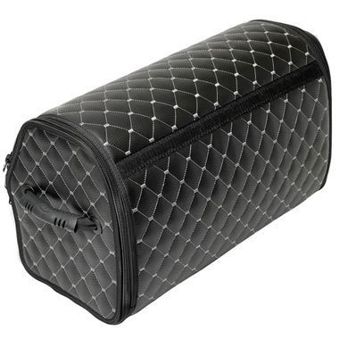 Buy Organizer travel bag in the trunk of Toyota Premium (Plastic base) Eco-leather Black-Gray thread 62628 Travel bag organizer