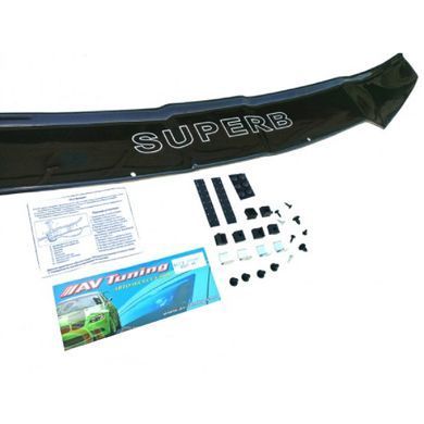 Купить Дефлектор капота мухобойка Skoda SuperB 2001-2008 Евро крепление Voron Glass 84763 Дефлекторы капота Skoda