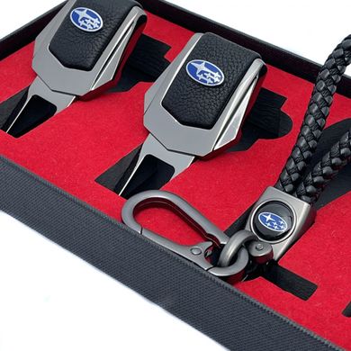 Купить Подарунковий набір №1 для Subaru з заглушок і брелка з логотипом Темный хром 39535 Подарочные наборы для автомобилиста