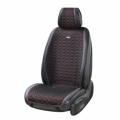 Купити Накидки для сидінь Алькантара Monte Carlo комплект Чорні - Червона нитка 40482 Накидки для сидінь Premium (Алькантара)