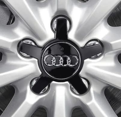 Buy Caps for alloy wheels Audi Q7 150 x 67 mm Five-pointed volumetric logo Black (4L0601165) 1 pc 91356 Titanium caps