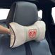 Buy Headrest pillow with Dodge logo Eco-leather 3D Colored logo Beige-Brown edging 1 pc 91820 Pillows for the headrest - under the neck
