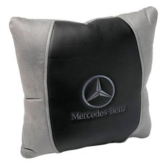 Купить Подушка в авто с логотипом Mercedes-Benz Антара-Экокожа Черно-Серая 1 шт 60179 Подушки на подголовник - под шею
