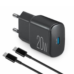 Купити Мережевий зарядний пристрій Brevia ePower PD20W + кабель USB-C to USB-C 1м чорний 45020CCB 81208 Мережевий зарядний пристрій