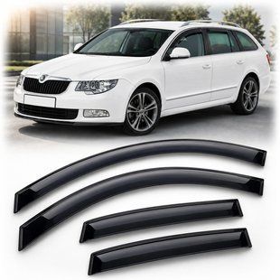 Купити Дефлектори вікон для Skoda Superb 2008-2015 Універсал на скотчі (Acrylic) AMS22008 95023 Дефлектори вікон Skoda