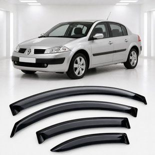 Купити Дефлектори вікон вітровики для Renault Megane II Sd 2002-2008 Скотч 3M (AMR10702) Acrylic 4 шт 110672 Дефлектори вікон Renault
