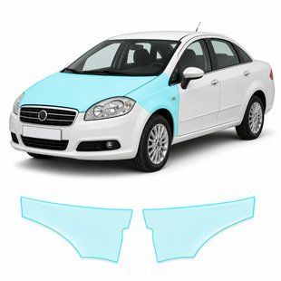Купити Антигравійна захисна бронеплівка за лекалами для Fiat Linea 323 2007-2018 - капот і передні крила 104203 Модельні лекала захисних плівок для Fiat