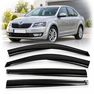 Купить Дефлекторы окон ветровики Skoda Octavia 2013-2019 SunPlex SP-S-115 на скотче, 4 шт. 112163 Дефлекторы окон Skoda