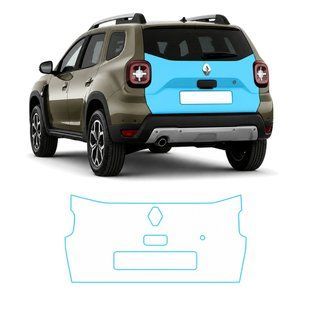 Купить Антигравийная защитная бронепленка по лекалам для Renault Duster II 2017-2020 - зона крышки багажника 108506 Модельные лекала защитных пленок для Renault