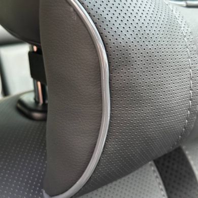 Buy Headrest pillow with Volkswagen logo Eco-leather 3D Colored logo Black-Grey piping 1 pc 91564 Pillows for the headrest - under the neck