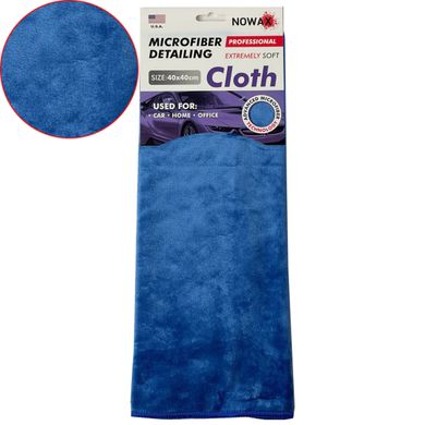 Купить Профессиональная тряпка из микрофибры NOWAX Extremely Soft 40х40 см Синяя (NX68440) 60517 Салфетки микрофибра губки для мытья