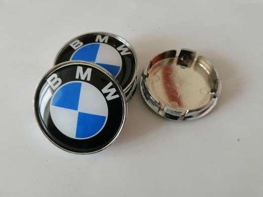Купити Ковпачки на титани BMW (60/55мм) хром/черн.синій гладкий пластик логотип 4 шт 23016